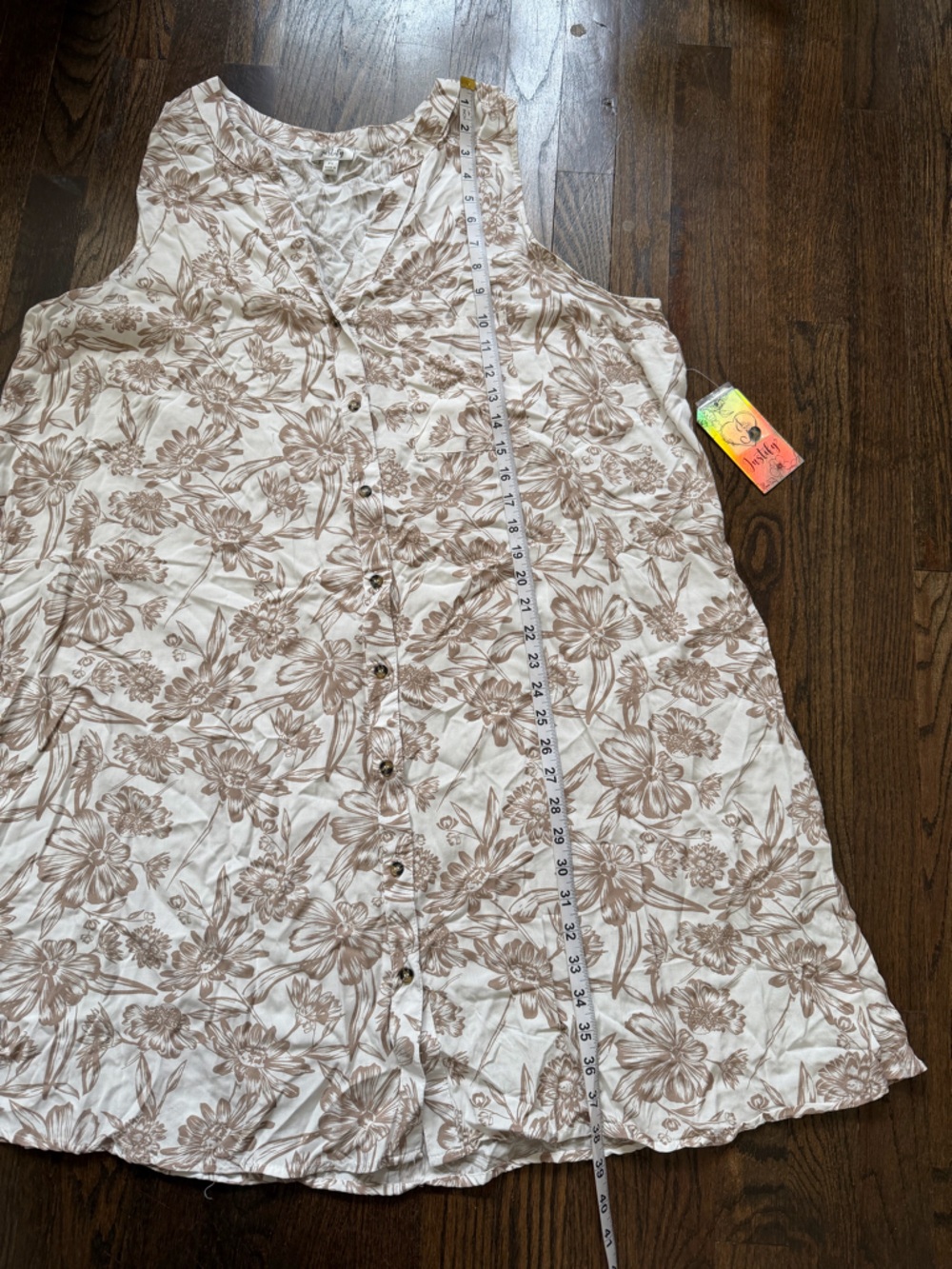 Justify Beige Floral Maxi Dress with Button Detail - Picture 7 of 7